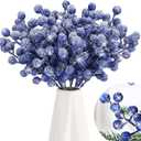 Geosar 30 Pieces Artificial Christmas Berry Picks with Snowflake Glitter Artificial Holly Berry Stems for Christmas Tree Ornaments Vases DIY Crafts Home Wedding Party Holiday Decor(Blue)