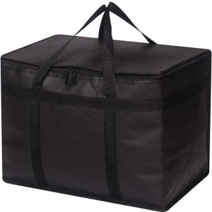 DIOMMELL XL Insulated Reusable Grocery Bags with Sturdy Zipper Reinforced Bottom & Handles, Foldable Washable Heavy Duty Cooler Totes for Hot or Cold Food Delivery, Groceries, Travel, Shopping