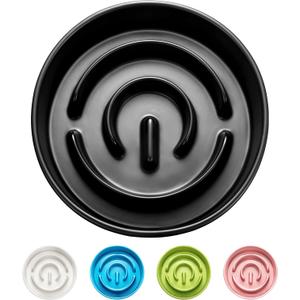 Ceramic Slow Feeder Dog Bowls, 0.6 Cup Slow Feeder for Small Dogs and Cats, Puzzle Maze Bowl, Prevents Choking, 6in, Black Ceramic Slow Feeder Dog Bowls, 0.6 Cup Slow Feeder for Small Dogs and Cats, Puzzle Maze Bowl, Prevents Choking, 6in, Black