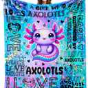 Axolotl Blanket Gifts for Girls Women Axolotls Lovers Soft Cozy Flannel Axolotl Print Throw Blanket Birthday Bedding Decor for Kids Adults 50"X40"