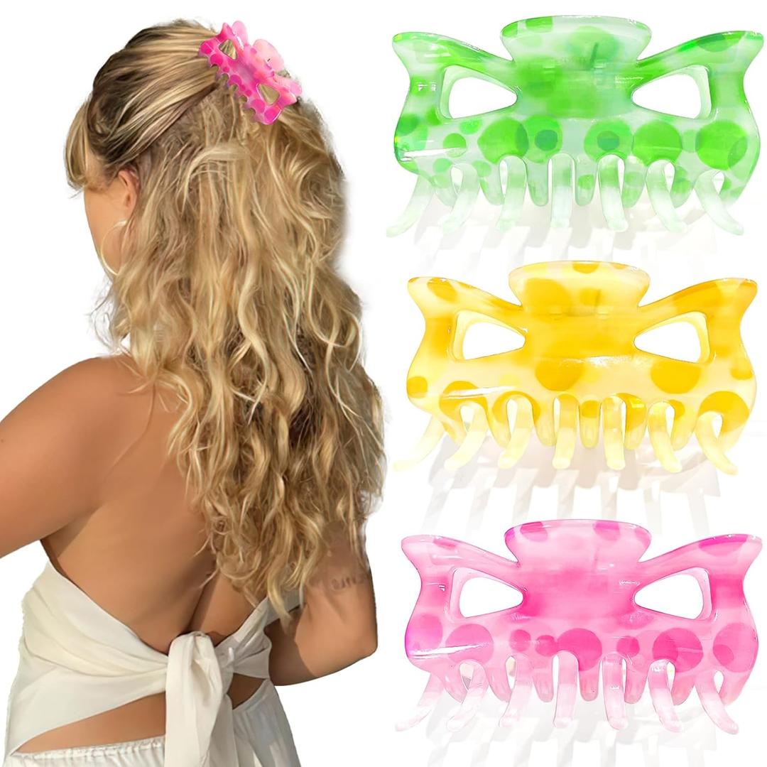 ISCRM Flower Hair Claw Clips for Women Girls,Cute Big Claw Clips for Thick/Thin Hair Claws,Plumeria Hibiscus Hawaiian Flower Hair Clips for Hair,Summer Beach Hair Accessories Gifts (varicolored)
