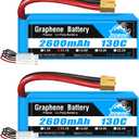 YOWOO 2 Pack Graphene Battery 3S 11.1V 2600mAh 130C Lipo Battery with XT60 Connector RC Batteries for E flite Valiant Parkzone E4F Wildcat Great Planes E-Cub RC Car Boat Truck Heli Airplane