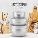 OVENTE Mixing Bowl Set with Lids, 3-Piece Stainless Steel Nesting Bowls for Easy Food Storage, Stackable Design, Kitchen Essential for Baking, Cooking and Prepping, Size 5, 3.5, 1.5QT, Silver BM46333S