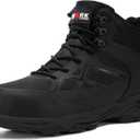 LARNMERN Steel Toe Work Boots Men,Non Slip Safety Shoes,Comfortable Industrial and Constructio Hiking Sneakers (10.5, Deep Black)