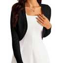 McVanedy Womens Cardigan Knit Tops Sweaters Soft Long Sleeve Bolero Cropped Cardigans Black Large