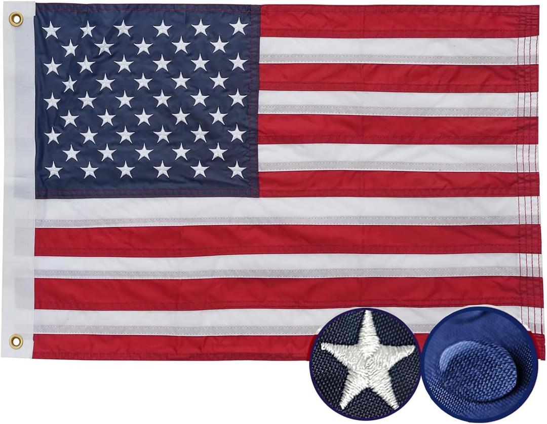 AMZFLAG American Boat Flag 16x24 In Outdoor, Embroidered Small US Flags Double Sided Heavy Duty USA United State Flag Banner for Boating Nautical Yacht