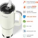 For Travel & Gym Never Drink from a Moldy Lid Again: 40oz Hygienic Tumbler, 100% Leakproof Lid & Removable Foldable Spout. Reinforced Base, Fits Cup Holders - Cream