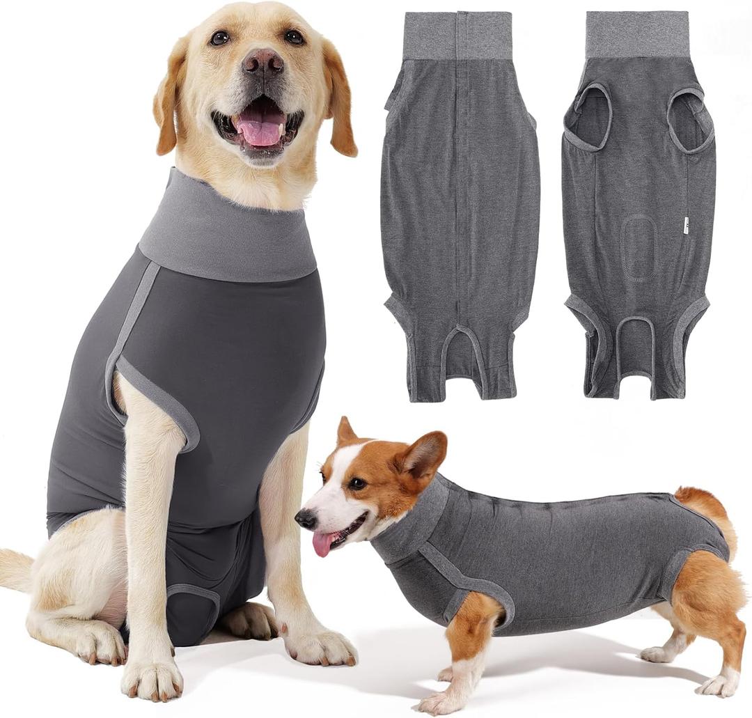 Dotoner Dog Surgery Recovery Suit Dog Suit for Male Female Neuter Anti-Lick Abdominal Wounds Bite Protective Outfit Alternative E-Collar & Cone Breathable Spay Suit for Medium Large Dogs (XXL)