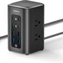 TenTrend Power Strip Tower, 230W Total Fast Charging Station for Multiple Devices, 10FT Extension Cord Tower with 6 Outlets 8 USB(4 USB C), 2000J Surge Protector for Home Office, Dorm Essentials