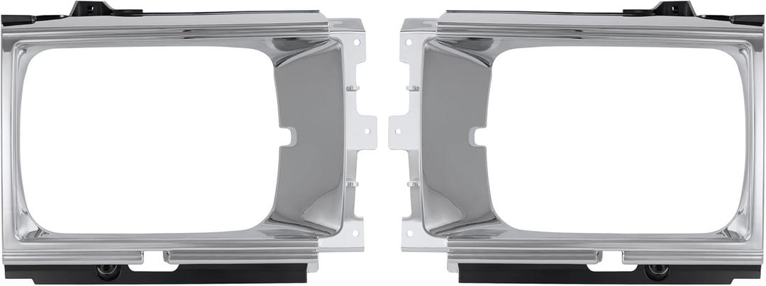 HECASA Pair Headlight Door Bezels Set Compatible with 1984-1986 Toyota Pickup / 4Runner / SR5 Turbo Headlamp Door Cover Trim Driver & Passenger Side Plastic(ABS) Silvery+Black