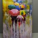 KLVOS Large Canvas Print Wall Art- 24x36 Colorful Umbrella Office Worker Walking in the Rain Canvas Oil Painting Picture Artworks Modern Landscape for Home Wall Decor Ready to Hang