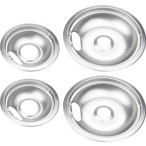 4 Pack Upgraded Chrome Drip Pans Kits Reflector Bowls Compatible for Whirlpool W10196405 W10196406 W10278125(Packed Two 6"and Two 8")