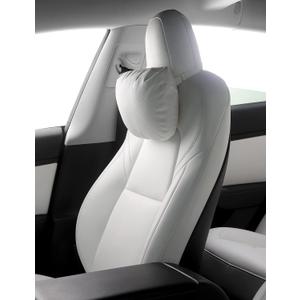 TPARTS Leather Headrest Neck Pillow for All Tesla Model Y/X/3/S(Includes Model Y Juniper 2026 2025 & Model 3 Highland 2024-2026) Accessories, Car Neck Pillow for Traveling (1pc White)