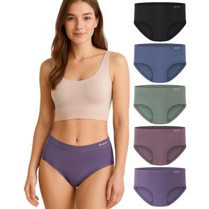 Gladbecke Womens Underwear Bamboo Rayon High Waisted Full Coverage Panties Soft Breathable Stretchy Comfort Briefs 5 Pack, S