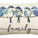 AVOIN colorlife Home Sweet Home Bluebird Family Watercolor Throw Pillow Cover, 12 x 20 Inch Fall Blue Cushion Case Decoration for Sofa Couch