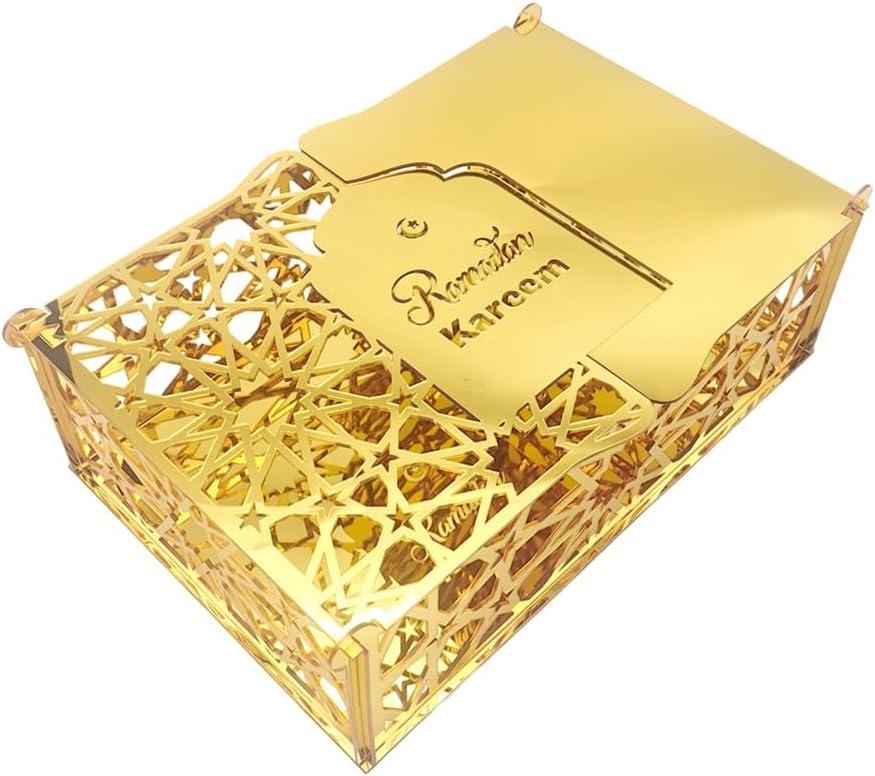 Ramadan Tray Eid Mubarak Serving Tray Hollow Acrylic Mirror Tray Fruit Plate Tableware Dessert Star Platters Candy Dish Storage Container DIY Display Holder Ramadan Islam Kareem Party Decor