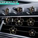 10Pcs Cute Flower Car Accessories Set, Includes Floral Steering Wheel Cover, Seat Belt Covers, Daisy Air Vent Clips, Center Console Armrest Cushion, Cup Coasters for Women Decoration (Black)