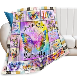 Butterfly Blanket, Butterflys Throw Blanket, Butterfly Gifts, Butterflies Stuff Fleece Flannel Plush for Women Men Boys Girls Lovers Adults Soft Bedding for Sofa Bed Office Home Decor 40"X50"