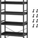 HCHQHS 6 Tier Bookshelf, Adjustable Industrial Bookcase, Vertical Tall Book Shelf, Wood and Black Metal Open Bookshelves for Home Office, Living Room, Bedroom, 70 Inch