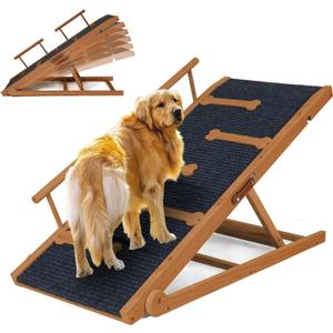 Dog Ramp for Bed, Non-Slip Pet Ramp with Adjustable Heights, Portable Foldable Dog Ramps for Cars, SUVs, Beds - Anti-Slip Traction Surface, Lightweight & Easy Storage