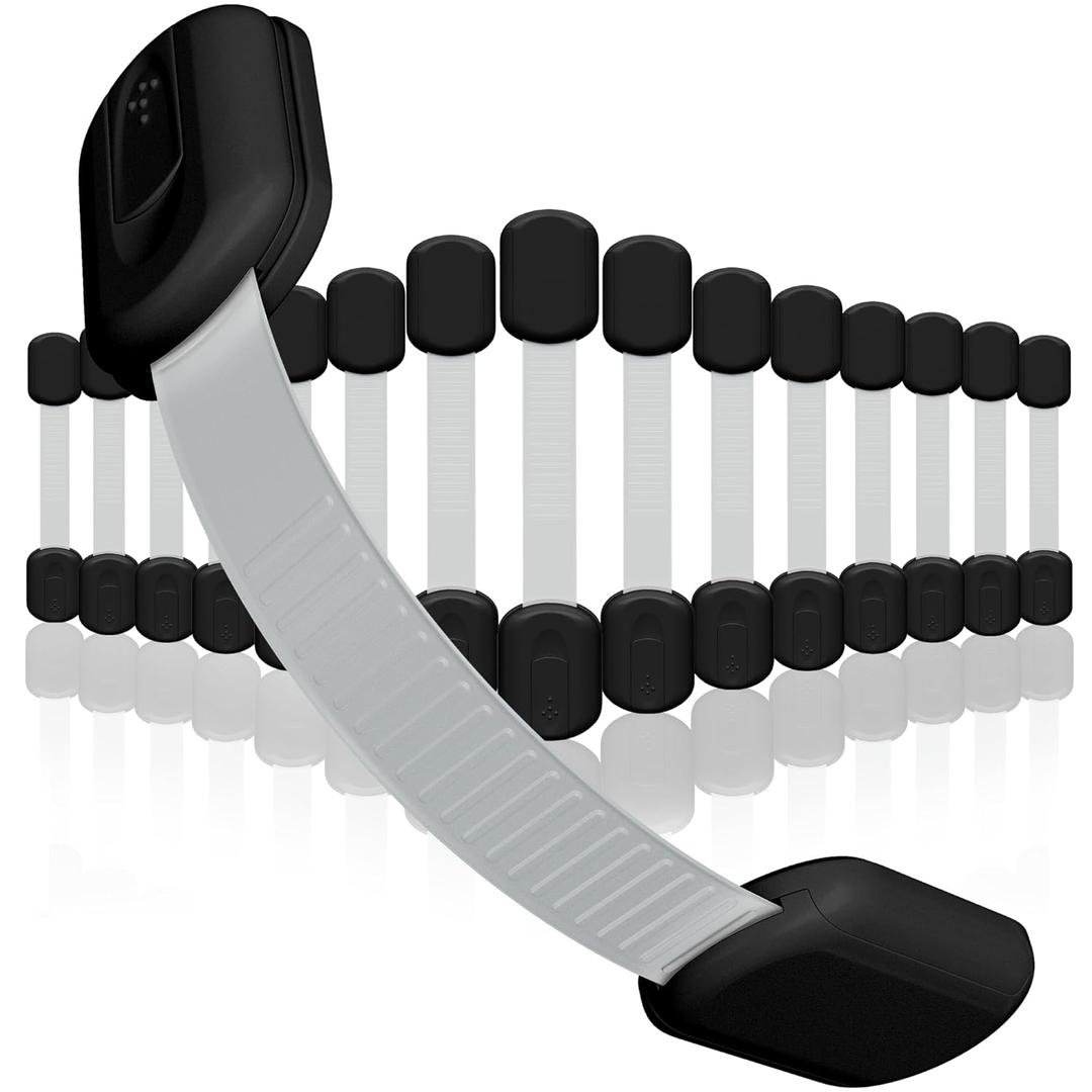 Baby Proofing Child Safety Locks (16 Pack) by Skyla Homes - The Safest, Quickest and Easiest 3M Adhesive Cabinet Latches, No Screws & Magnets, Multi-Purpose for Furniture, Kitchen, Ovens, Toilet Seats (Black)