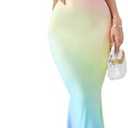 LIGHT DOT Women's Summer Ombre Maxi Dress Mermaid Party Dress Spaghetti Strap Bodycon Cowl Neck XL
