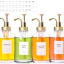 BIGIVACA Coffee Syrup Dispenser 16.9 oz 500 ml - 4 Pack Glass Bottles with Gold Pumps and Labels for Cafe or Home Bar, Kitchen