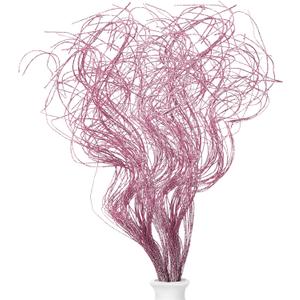 Glitter Curly Ting Ting Branches Christmas Branches Vase Filler Artificial Curly Twigs for Christmas Tree Garland Wreath Decoration, Craft Vases Home Garden Decoration (Pink,36 Pieces)