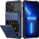 Nvollnoe for iPhone 13 Pro Max Case with Card Holder[Store 5 Cards] Dual Layer Heavy Duty Shockproof Wallet Case with Hidden Card Slot Storage Case for iPhone 13 Pro Max(Blue)