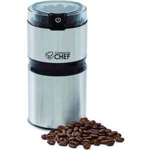 Commercial Chef Coffee Grinder, 2.1-Oz. Capacity, Kitchen Appliance Grinds Coffee, Herbs or Spices, 200 Watt, One-Touch Pulse Control, CHCG21SSA6, Stainless Steel