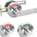 Malimali Commercial Door Handle with Occupied Sign, Bathroom Door Handle with Lock, Stainless Steel Privacy Door Handle Hardware Door Lever Lock for Restroom Public Washroom, Satin Chrome
