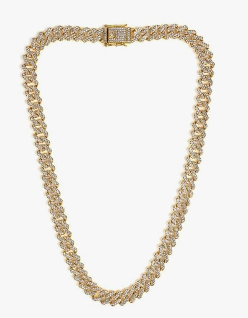 Invicta 80830 Element Gold Tone Stainless Steel Iced Out Cuban Chain Men's Necklace