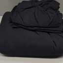 BESTOUCH Duvet Cover Set 100% Washed Cotton Linen Feel Super Soft Comfortable Chic Lightweight 3 PCs Home Bedding Set Solid Deep Black King (King (104" x 90"))