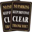 2-pack Black No Parking Sign, Aluminum, 25 X 35 cm, Minimalist Style