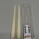 Homemory 2 Pcs Waxy Flameless Taper Candles with Remote, Flickering Battery Operated Taper Candle, Led Flameless Candlesticks Classic Tall Candles for Home, Wedding, Party, Ivory, 9.6 inches