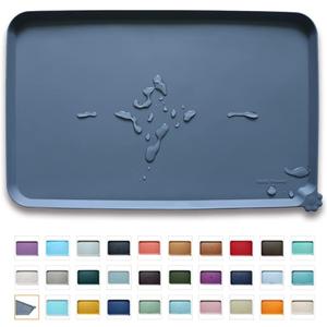 Hoki Found -Waterproof Pet Feeding Mats with High Lips - Multiple Size and Colors for Dogs, Cats & Others-G (19 x 12)