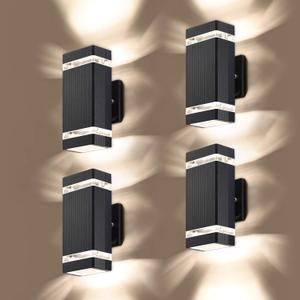 LMP 4 Pack LED Square Up and Down Lights Outdoor Wall LightBody in Aluminum Waterproof Outdoor Wall Lamps3000k 5W with Certificate ETL