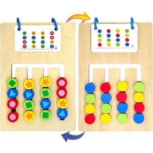 Double Color Matching Games for Dementia Patients, Easy Memory Care Activities for Seniors, Handhold Alzheimers Products for Elderly, Cognitive Puzzle Blocks Maze Busy Board Crafts Gadgets Gifts