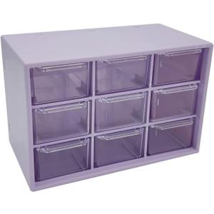 Mini Desktop Drawer Box 9 Compartments Plastic Desk Organizer Office Supplies and Jewelry Storage Box for Office, School, Cosmetic, Jewelry, Hair Clips, Small Parts, etc. (Grape) (Purple)