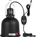 REPTI ZOO Reptile Light Fixture with Dimming Thermostat, 5.5 Inch Deep Dome Lamp Fixture with Temperature Controller for Reptile Heat Lamp Bulb, Max 100W