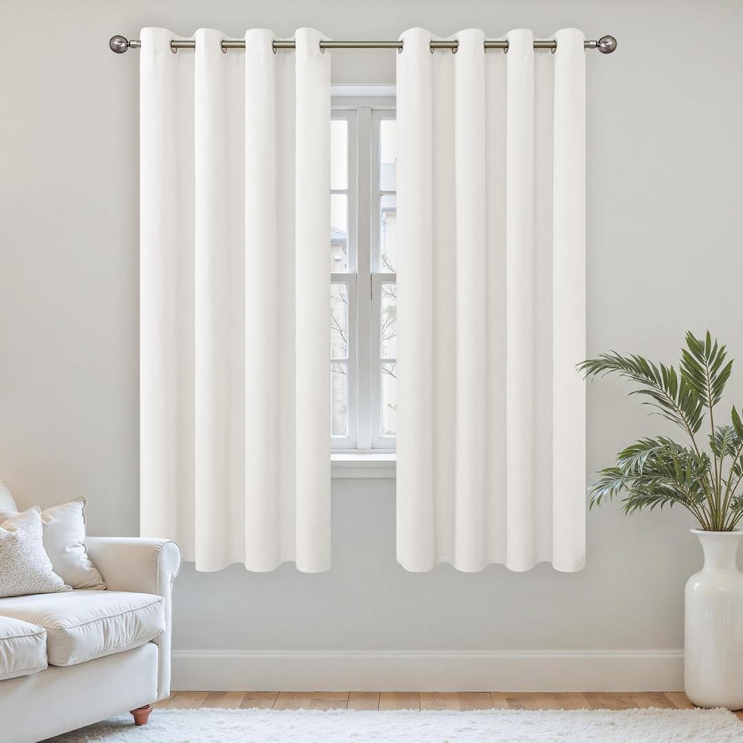 YoungsTex Velvet Curtains 72 Inch Length 2 Panels for Living Room, Ivory White Drapes with Grommet Darkening Privacy for Bedroom Windows, 2 Panels, 52 X 72 Inch