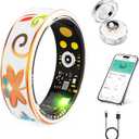 Smart Ring for Women and Men - IP68 Waterproof Health Tracker Ring with Heart Rate, Step Counting, , Enamel Rose Gold Size 7