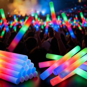 pelreame 105 Pack LED Light Up Foam Wands, 3 Modes Colorful Flashing Cheering Sticks, Bulk Party Decorations for Christmas, Concert, Sports Game, Birthday, Wedding, Halloween Festival Supplies