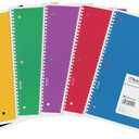 Mead Spiral Notebook, 1 Subject, Wide Ruled Paper, 7-1/2" x 10-1/2", 70 Sheets, Color Will Vary (05510)