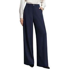 GRACE KARIN Womens Wide Leg Dress Pants Business Office Work Slacks Outfit Texture, Drape, Flowy, Tailored, Pockets, Elastic High Waist, Palazzo, Casual, Formal, Meeting, M