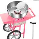 VEVOR Electric Cotton Candy Machine with Cart, 1000W Commercial Candy Floss Maker with 20.5 in Stainless Steel Bowl, Sugar Scoop, and Drawer, Easy to Use, for Home, Kids Birthday, Family Party, Pink