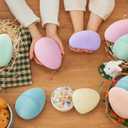 12 Pack 6" Pastel Flocked Easter Eggs Empty Large Fillable Easter Eggs Assorted Colors Plastic Fillable Eggshells Party Favors for Filling Treats Basket Stuffers Table Centerpieces Decor