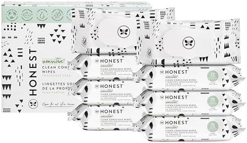 The Honest Company Clean Conscious Multi-Use Wipes | Hypoallergenic + Unscented for Sensitive Skin | Over 99% Water, Compostable, Plant Based, Baby Wipes | Pattern Play, 576 Count
