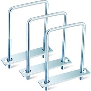 Dunzy 3 Pcs Square U Bolts Zinc Plated, Heavy Duty Carbon Steel U Bolt Industrial and Scientific Supplies for Boat Trailer Tube, Rectangular Wood and Metal Objects (3/8'' X 4'' X 7'')