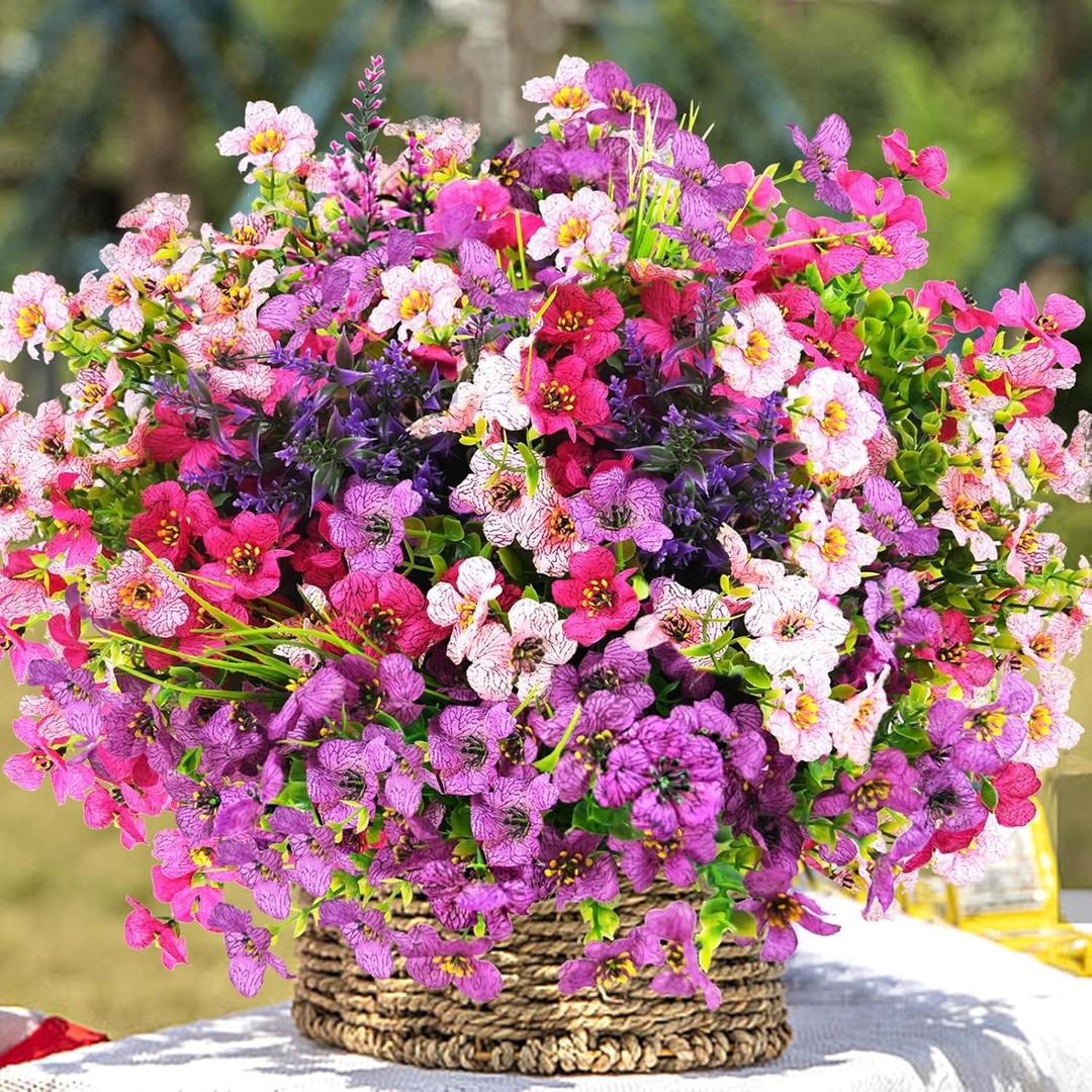 trytuny Artificial Flowers for Outdoor, UV Resistant Realistic Fake Flowers and Faux Plants for Indoor Outdoor, Garden Patio Porch Window Box Decor All Year (20pcs - Mixed Color)